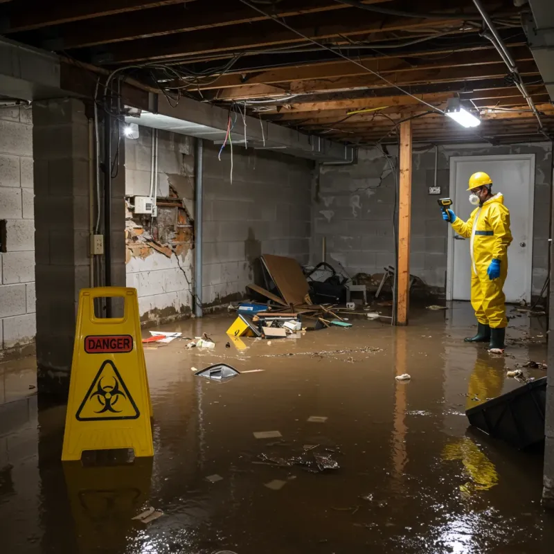 Flooded Basement Electrical Hazard in New Castle, IN Property